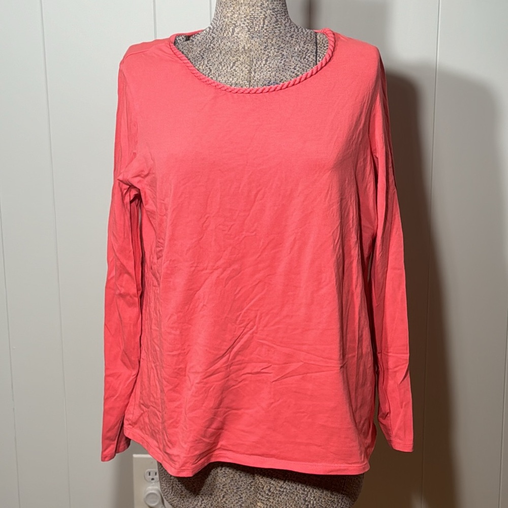 Madison Hill Women’s XL Coral Long Sleeve Blouse Braided Neck